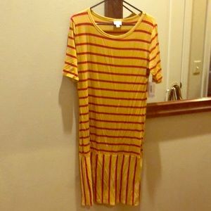 3/4 sleeve midi mustard dress